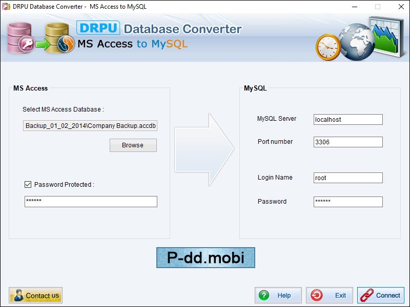 MS Access to MySQL converter tool converts MS Access database to MySQL server