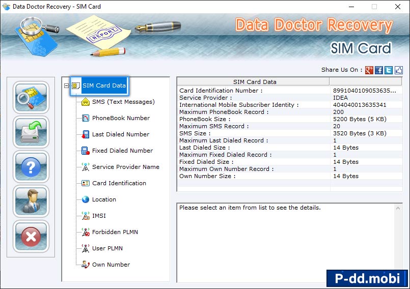 Sim card data Sim card data