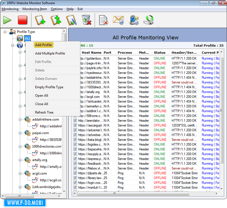 Add profile monitoring view Add profile monitoring view