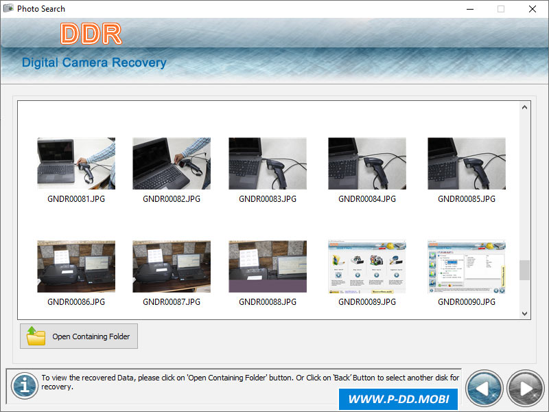 Screenshot of Digital Camera Data Recovery