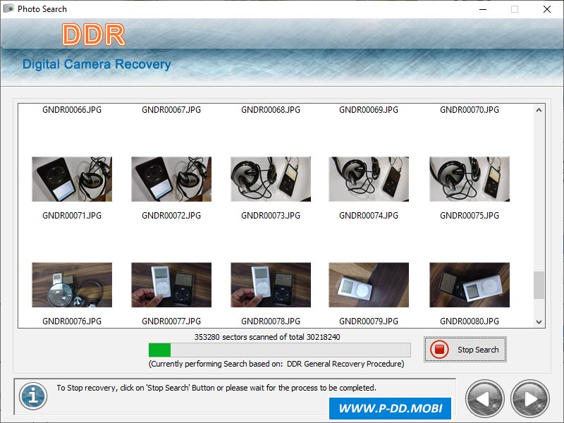 Screenshot of Camera Card Recovery Software