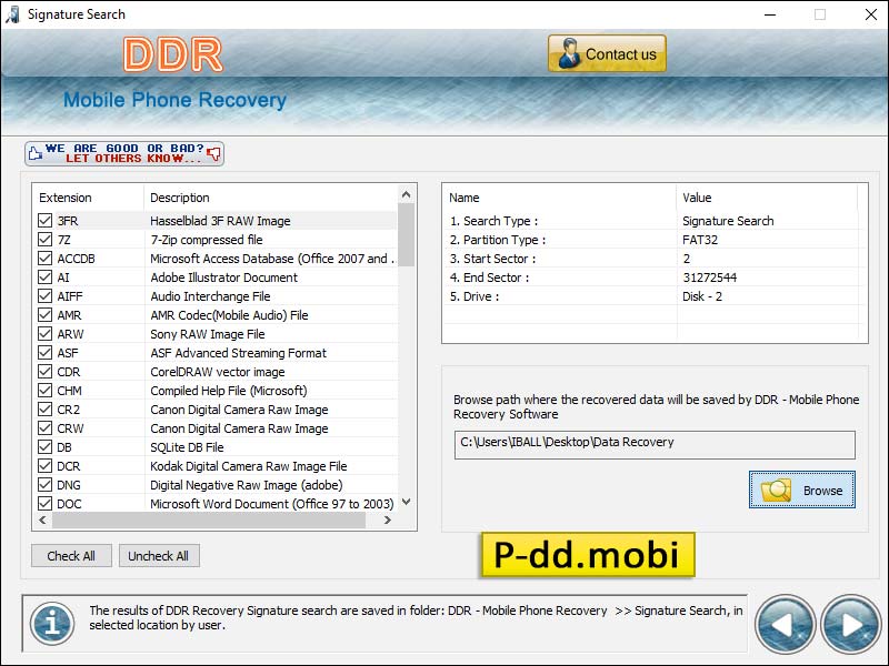 Screenshot of Mobile Phone Card Recovery 5.3.1.2