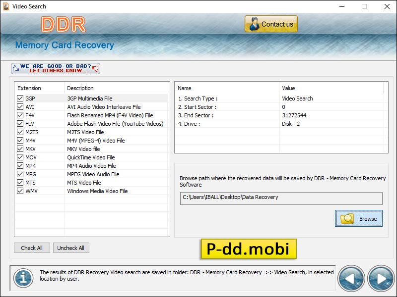 Screenshot of Order Memory Card Recovery Software