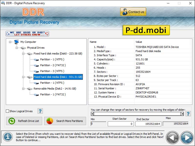 Screenshot of Card Pictures Recovery Software 5.3.1.2