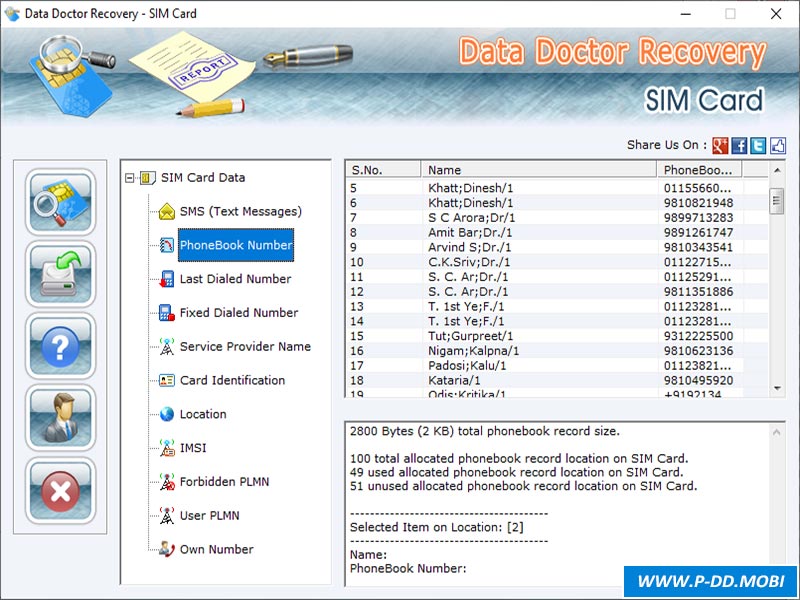 Screenshot of Sim Card Data Recovery