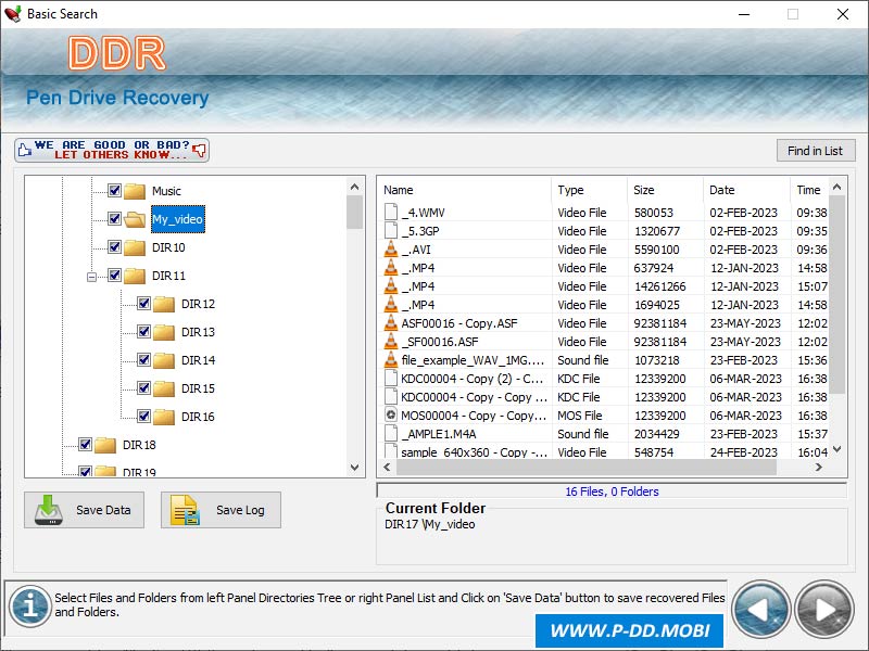 Screenshot of USB Files Data Recovery