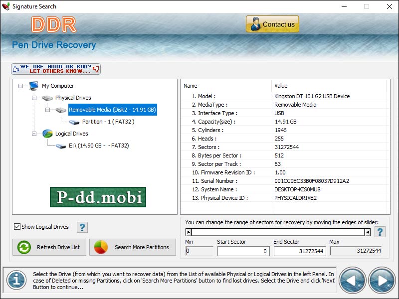 Screenshot of Flash Recover