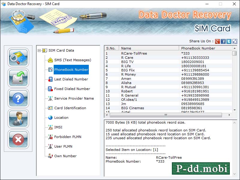 Screenshot of Data Recovery Sim Card